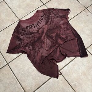 Vintage 2000s distressed RARE black and red Affliction Angel Wings y2k tee